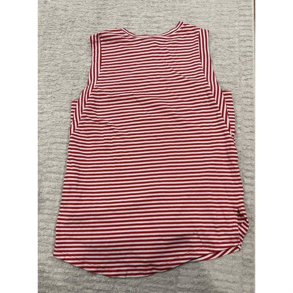 Michael Kors Striped Red White Sleeveless Crew Neck Cotton Tank‎ Women's Top S